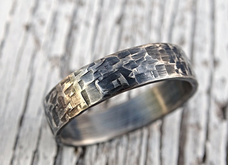 Viking Mens Ring Silver Industrial Wedding Band Mens Promise Etsy