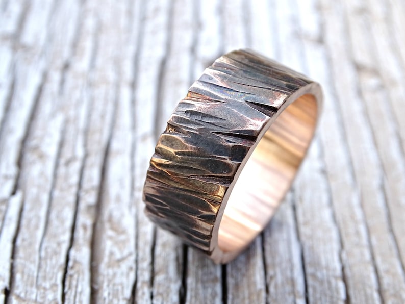 Wide Bronze Ring Rustic Mens Ring Bronze Structured Ring Etsy