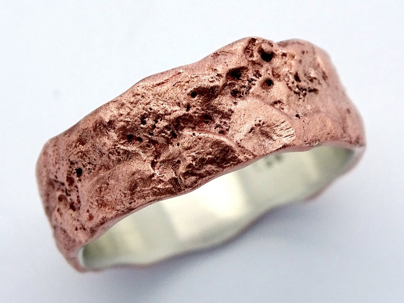 Copper Silver Wedding Band Mens Wedding Ring Copper Mens Etsy