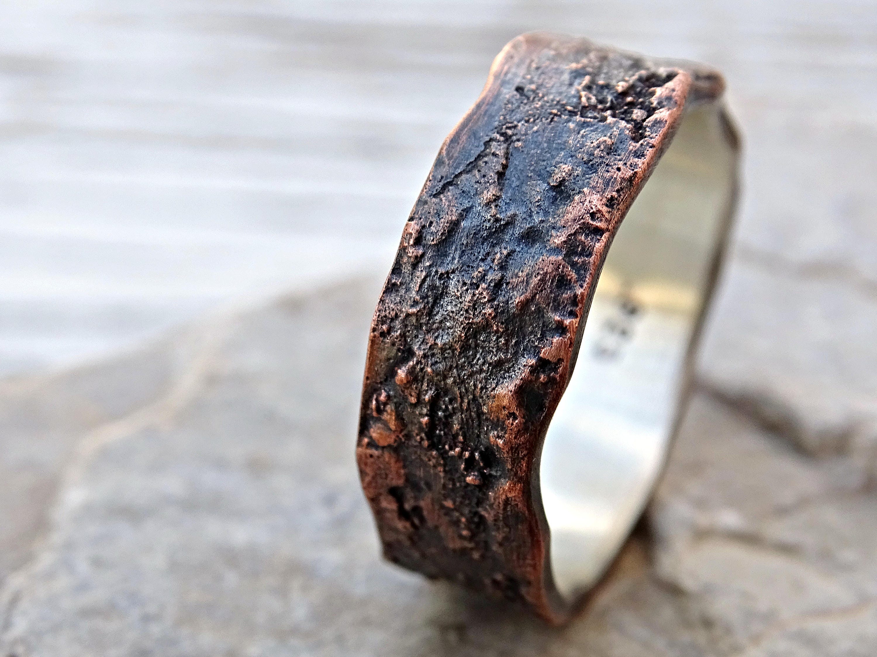 Copper Silver Ring Unique Mens Ring Copper Personalized Mens Etsy