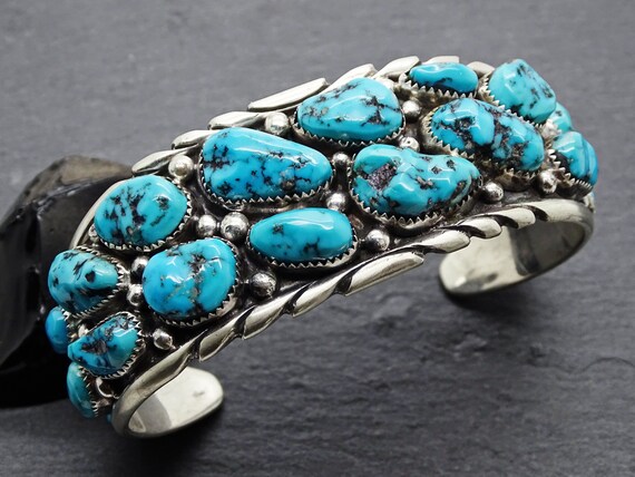 Mens sterling silver turquoise clearance cuff bracelets