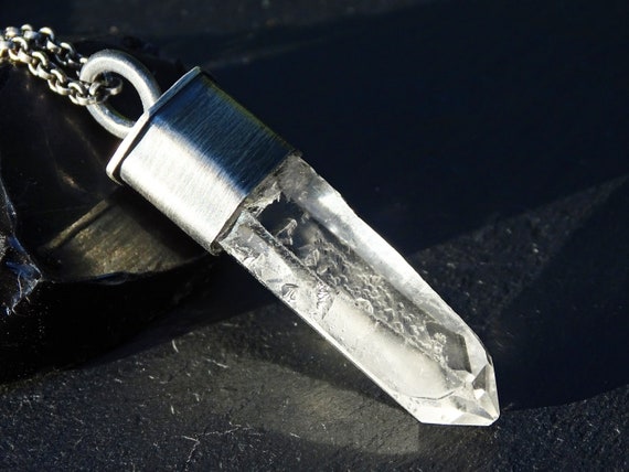 Black Night Crystal Teardrop Necklace, Black Silver Diamond-Cut Chain –  ShySiren.com