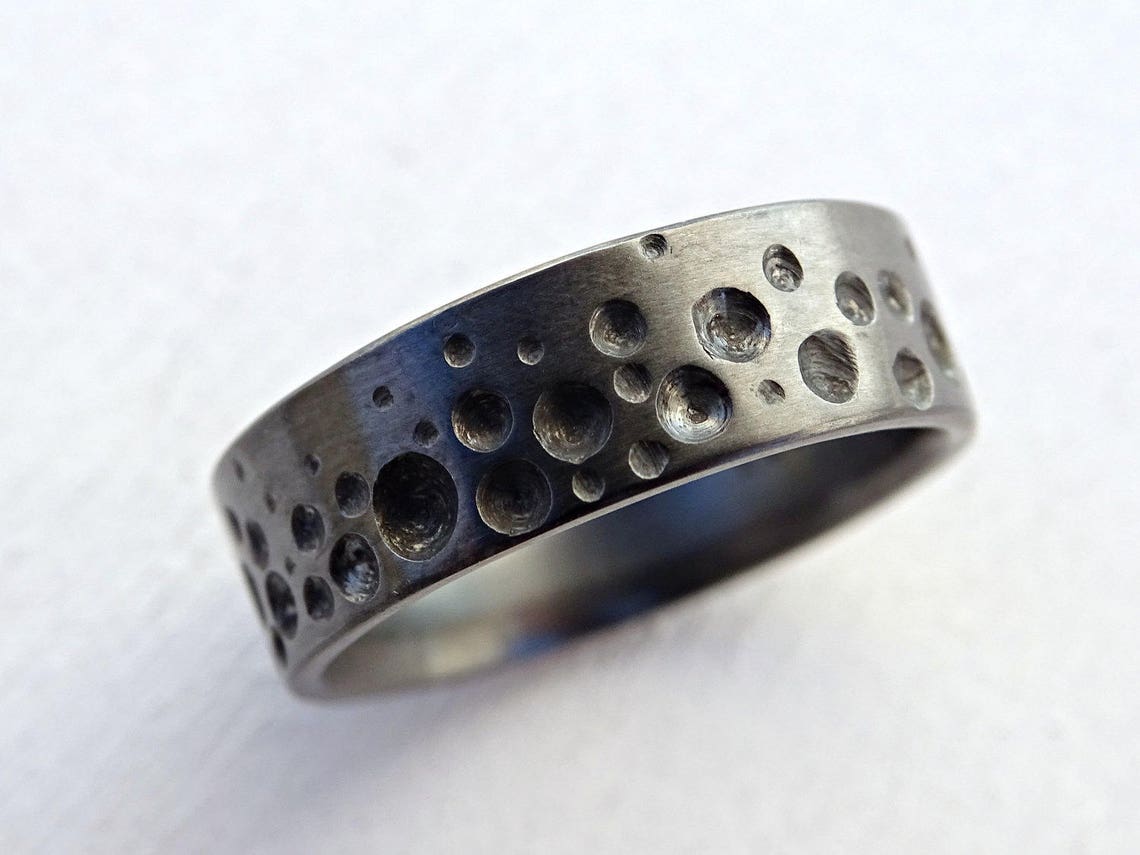 Ocean Wedding Ring Beach Mens Promise Ring Black Silver Cool - Etsy