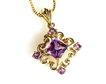 amethyst gold pendant, amethyst gold necklace, amethyst cross pendant gold, viking gold pendant, anniversary gift for her, women's gift