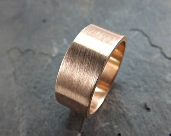 Handmade Bronze Ring, Rustic Mens Band, 8th Anniversary Gift