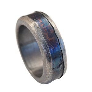 Muonionalusta Meteorite Ring: Sterling Silver Celestial Wedding Band