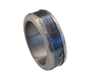 Muonionalusta Meteorite Ring: Sterling Silver Celestial Wedding Band