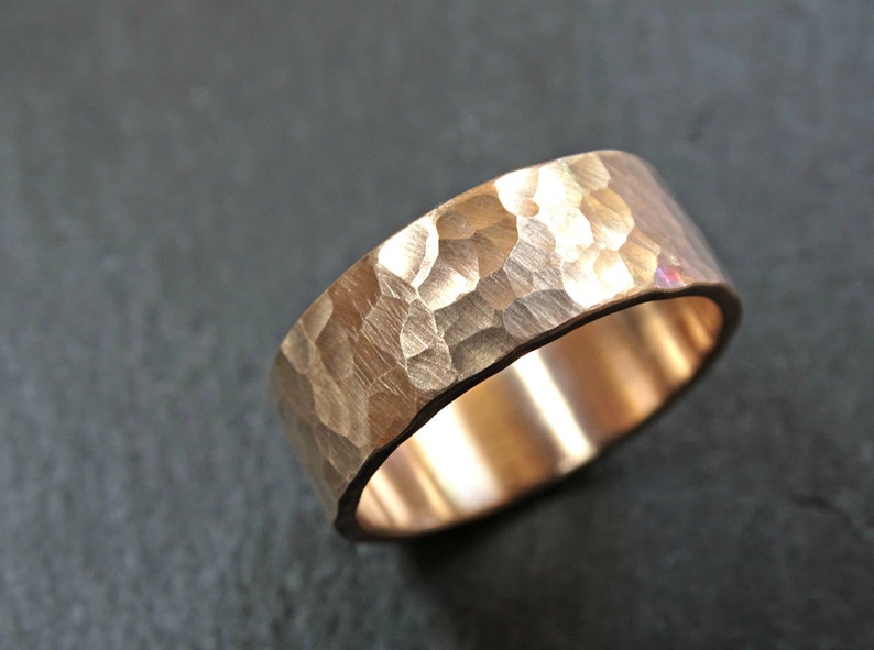 Mens bronze ring cool mens ring band hammered ring bronze Etsy