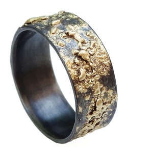 mens wedding band gold silver, constellation ring , gold fusion ring, viking wedding band gold molten wedding ring, unique engagement ring