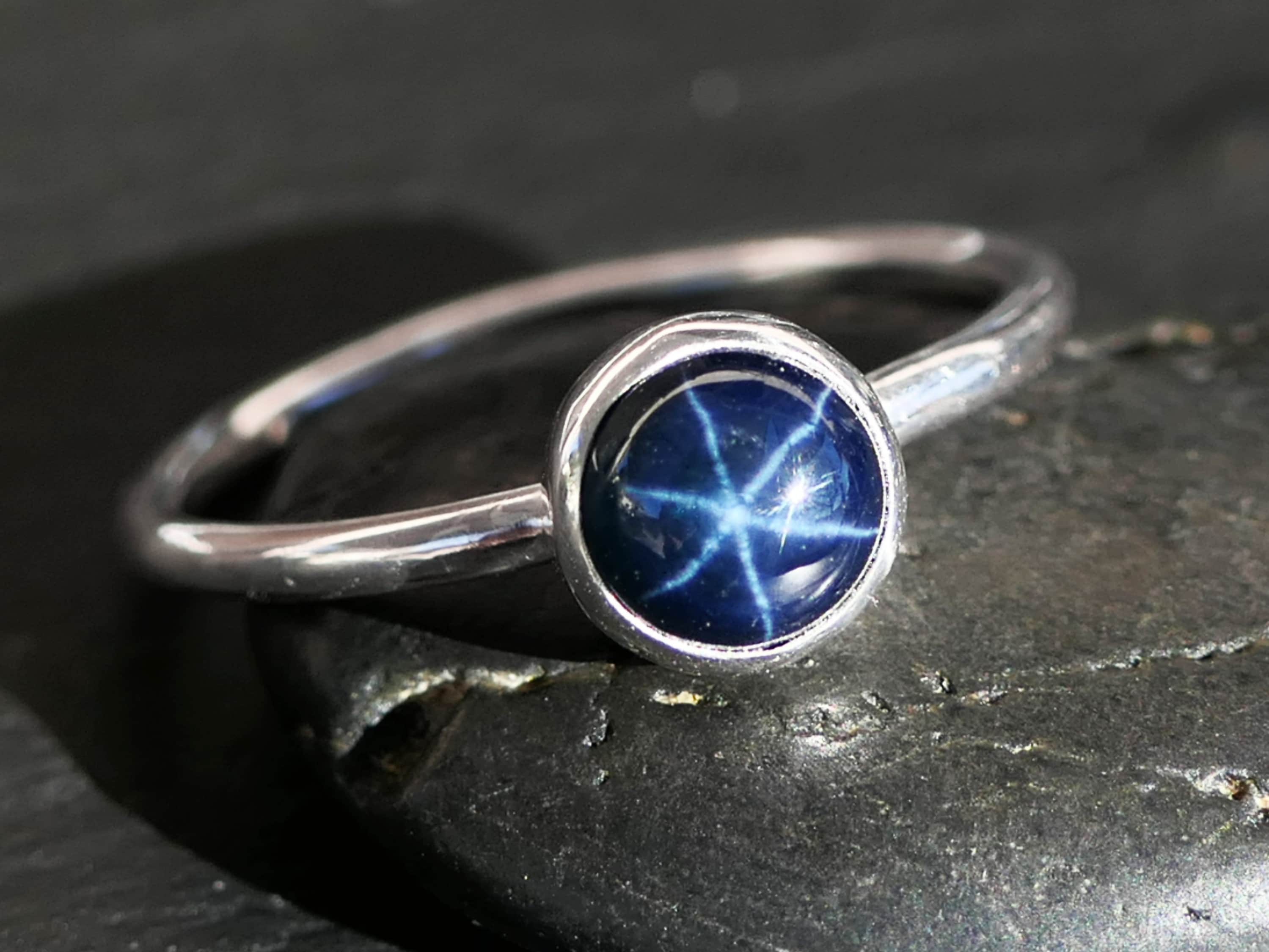 10K White Gold Blue Lindy Star Sapphire Ring - Howard's DC