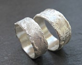 unique wedding rings rustic, cool wilderness rings, matching wedding bands silver, structured rings abstract, fused ring bands molten