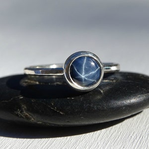blue star sapphire ring, unique engagement ring sapphire, sapphire silver ring, september birthstone sapphire, sapphire engagement ring