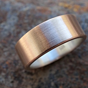 bronze wedding ring, mens ring bronze silver, mens wedding band, rustic wedding band, silver bronze ring, rustic mens ring anniversary gift