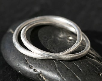 slim silver rings, interlocking silver rings, fidget ring silver, simple silver band, silver anxiety ring spinner, unique gift for women