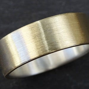 mixed metal wedding band, wide mens ring brass silver, promise ring for men, gold tone brass ring, brass silver ring, rustic wedding ring