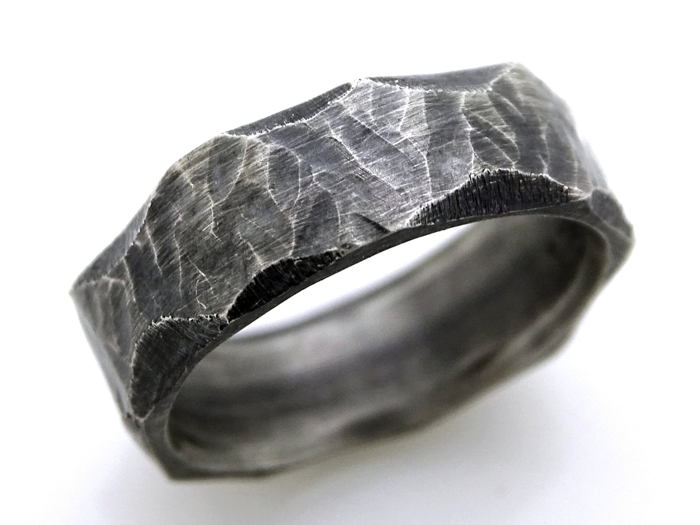 mens ring black silver mens engagement ring silver Etsy