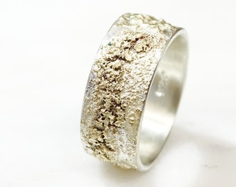 gold silver fusion ring, unique gold wedding band, gold fused ring, mens engagement ring, viking wedding ring, cool wedding band