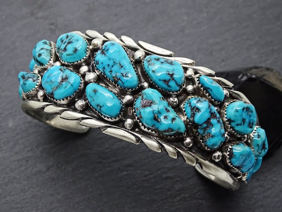 Genuine Zuni Intricate Inlaid Turquoise Bracelet