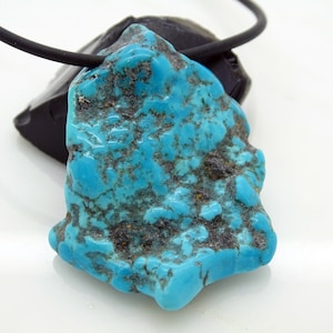 big turquoise pendant silver, Sleeping Beauty turquoise necklace, uncut turquoise nugget pendant, rustic mens necklace, unique gift for him