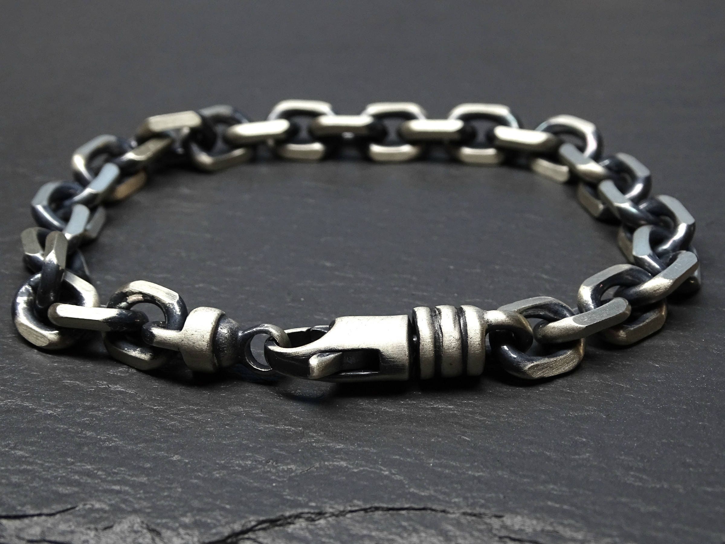 Heavy Mens Bracelet Silver Big Chain Bracelet Men Silver Etsy