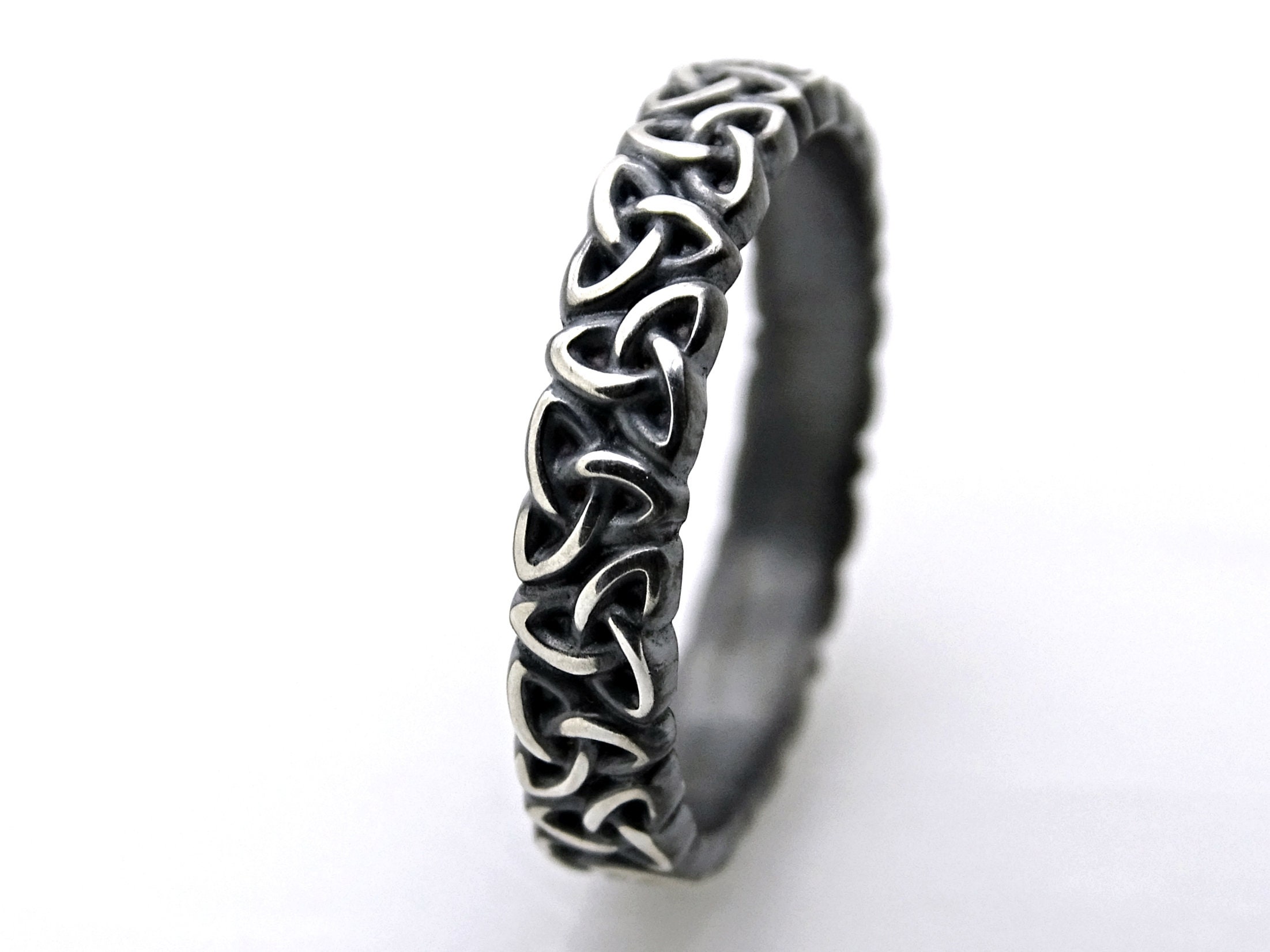 Celtic knot ring black silver Trinity knot ring viking Etsy