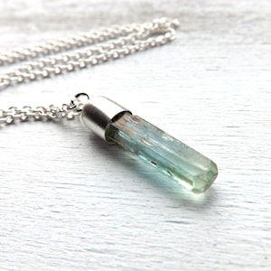 raw aquamarine necklace silver, men crystal pendant, rough aquamarine necklace, raw crystal pendant, personalized gift for women