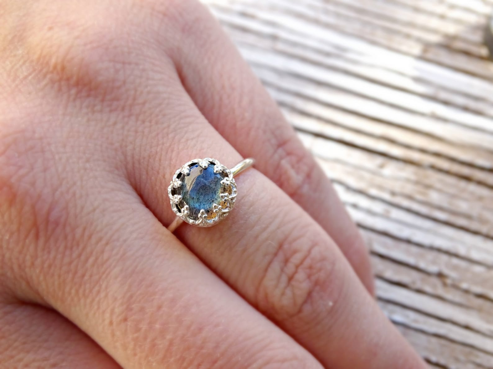 Silver & Labradorite Ring SZ 6
