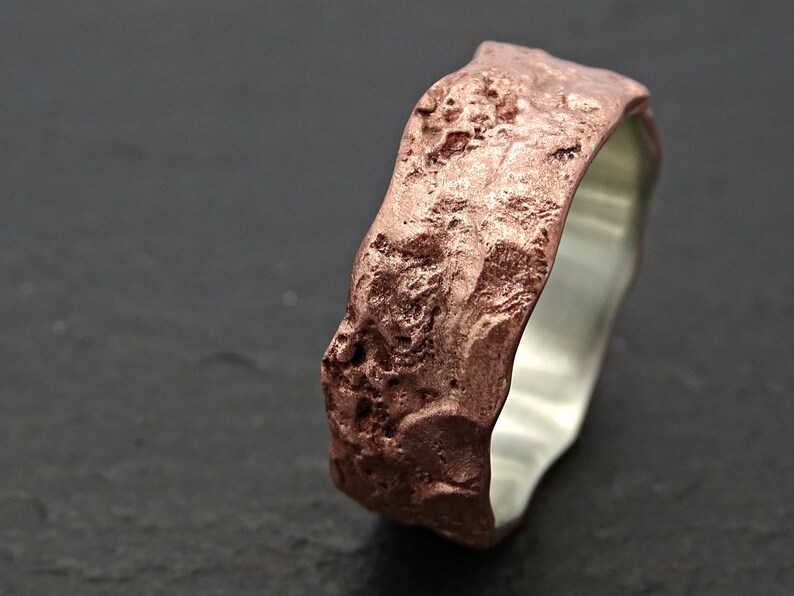 Copper Silver Wedding Band Mens Wedding Ring Copper Mens Etsy