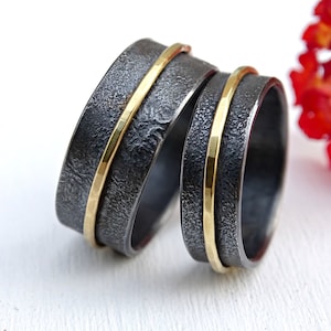 matching wedding bands gold silver, unique wedding ring set, matching wedding rings his and hers promise ring set, viking wedding rings