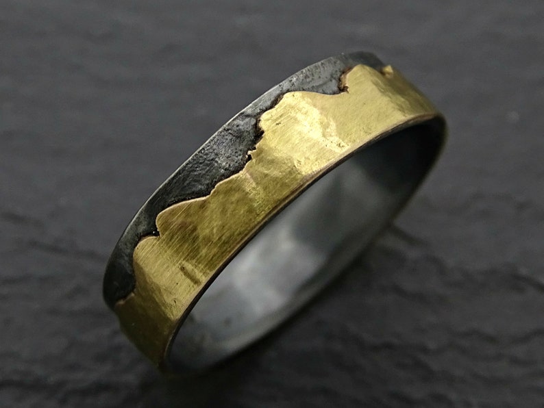 Gold Mountain Range Ring Outdoor Wedding Ring Keum Boo Ring Etsy