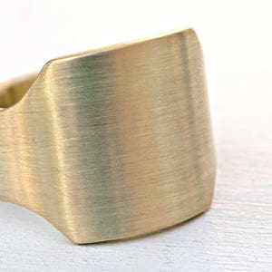mens brass signet ring, golden signet ring, square ring brass, big mens ring brass, cigar ring band, anniversary gift