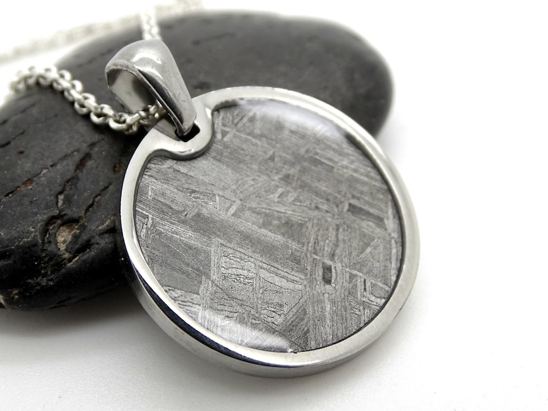 Round Meteorite Pendant Mens Meteorite Pendant Celestial Etsy