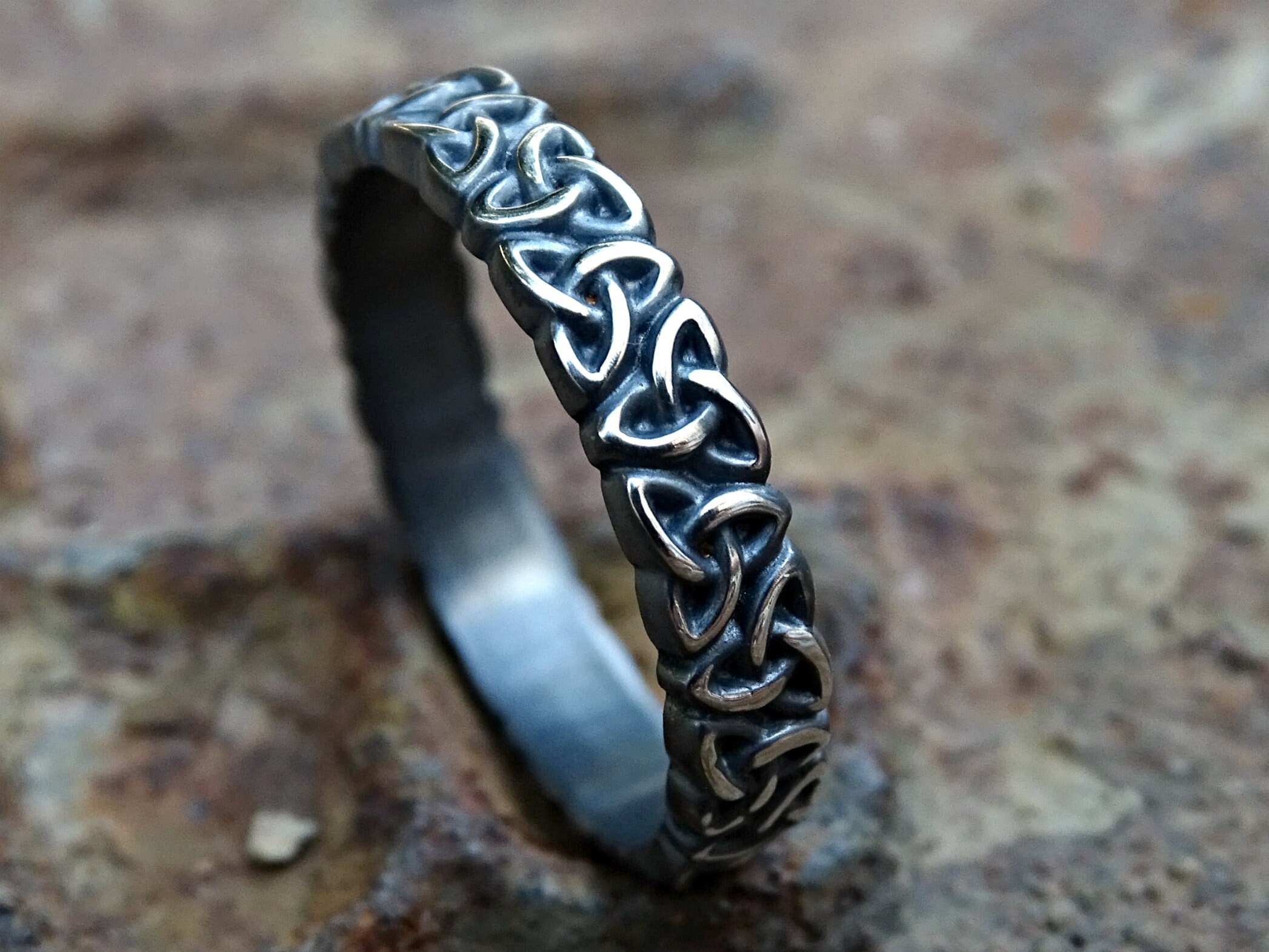 Evan, 7 mm Silver-Tone Stainless Steel With Trinity Knot Pattern Celtic  Ring, In stock!