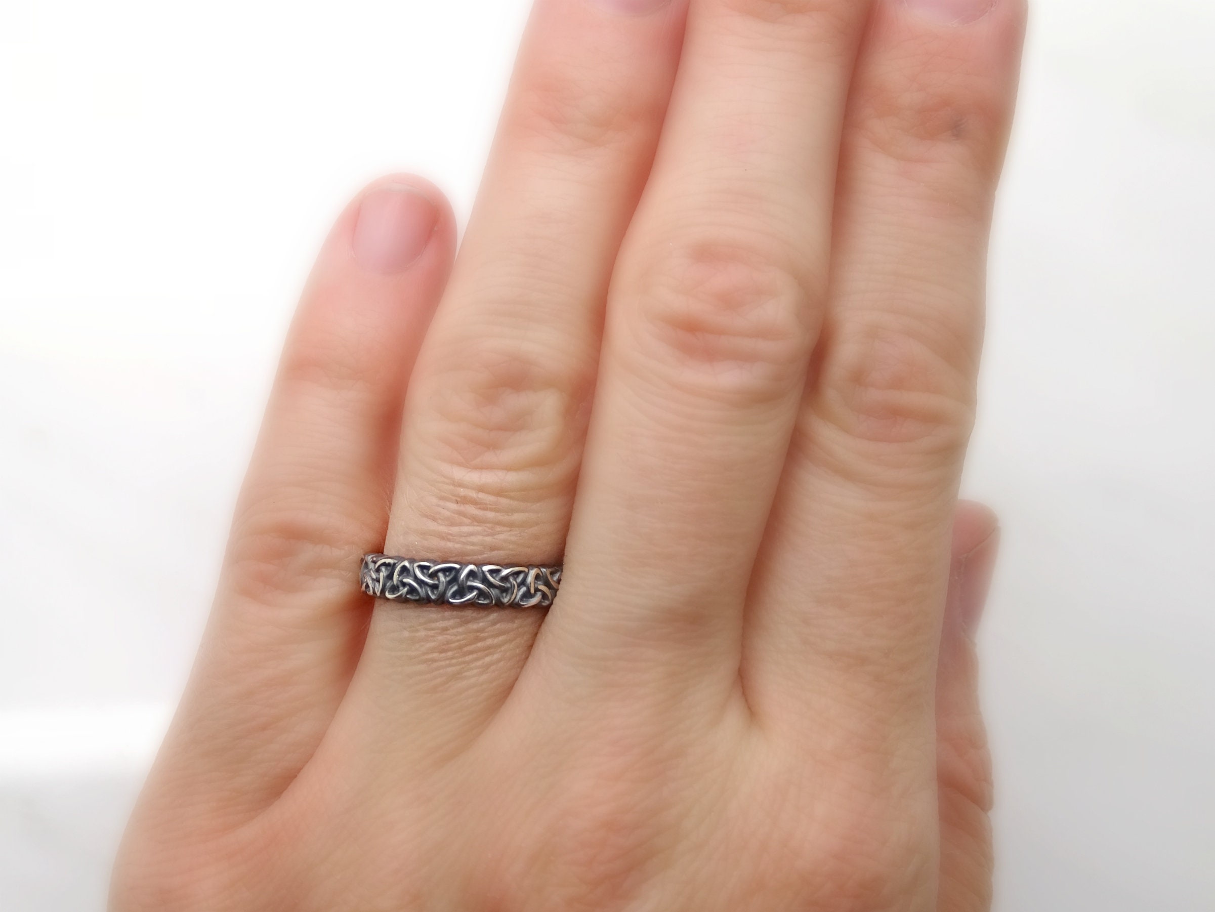 Evan, 7 mm Silver-Tone Stainless Steel With Trinity Knot Pattern Celtic  Ring, In stock!