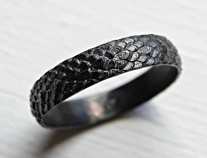 Dragon Scale Ring Silver Feather Ring Medieval Wedding Band Etsy