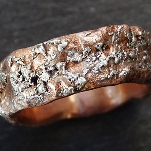 molten copper silver ring, unique wedding band, mens wedding ring copper, men&#39;s engagement ring, cool mens ring copper birthday gift for him