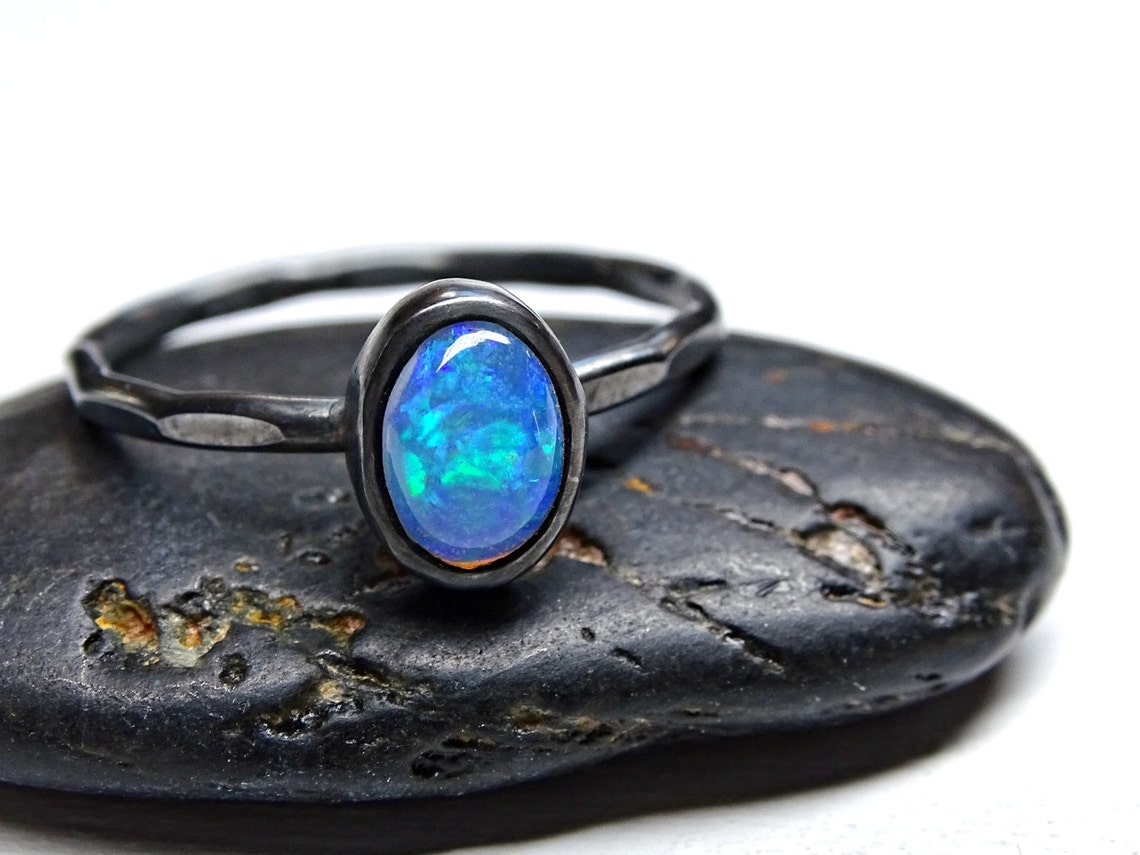 Opal Ring Silver Opal Engagement Ring Womens Personalized Etsy UK
