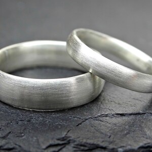 domed wedding band set silver wedding rings, his her promise ring set, matching silver rings his hers, couples ring set, bride groom bands