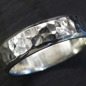 hammered silver ring for men, men&#39;s wedding band, forged engagement ring, rustic wedding band silver, silver stacking band