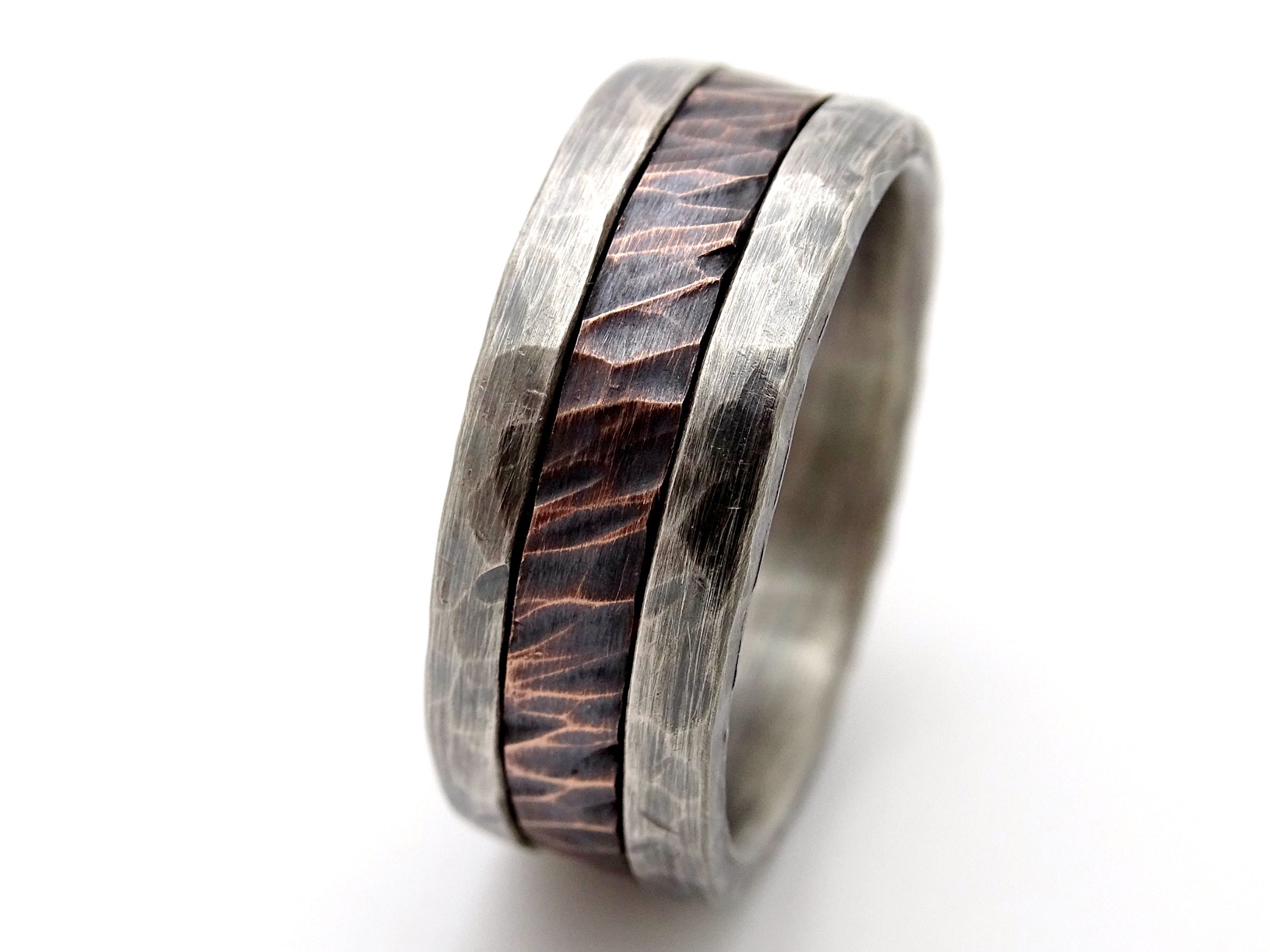 Cool mens ring mixed metal mens promise ring wood grain Etsy