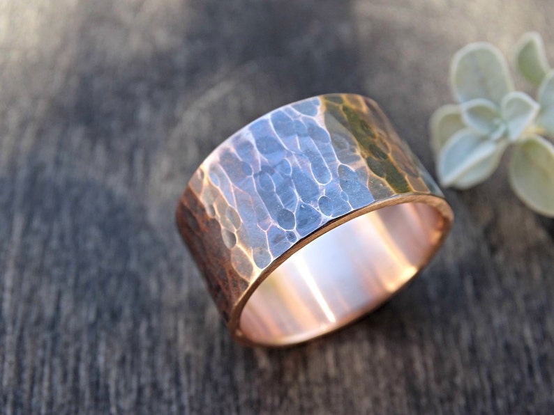 Men's Ring Bronze Hammered Bronze Ring Cool Mens Ring Etsy