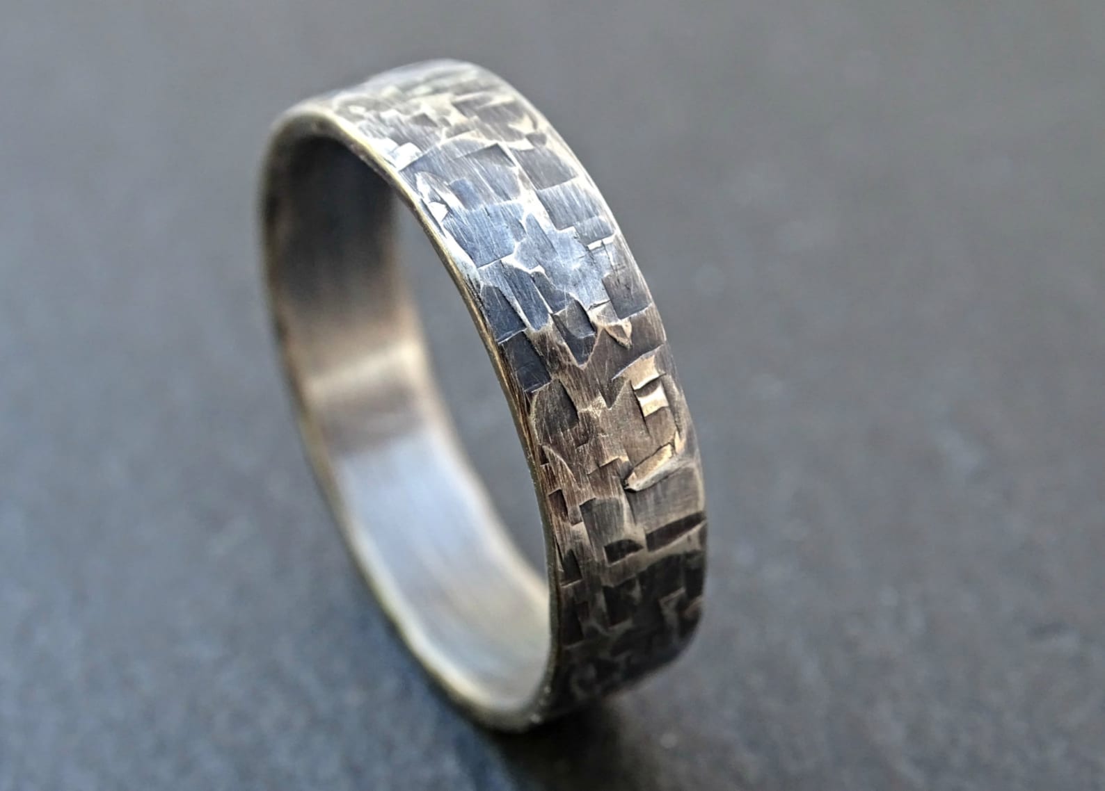 Viking Mens Ring Silver Industrial Wedding Band Mens Promise Etsy