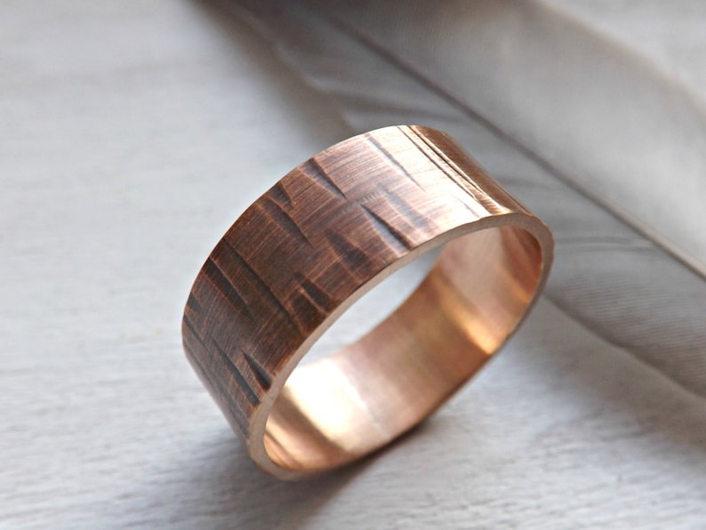 Tree Bark Ring Bronze Bronze Mens Ring Wood Grain Ring Etsy