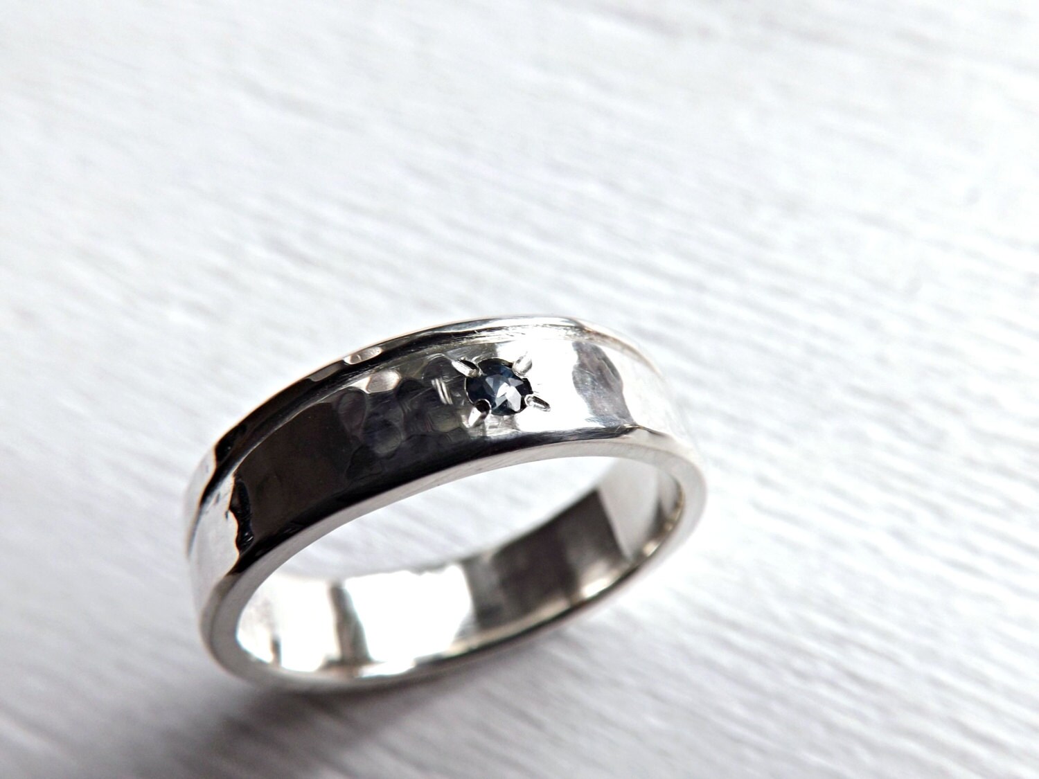 Silver Wedding Band Wave Gemstone Silver Promise Ring for - Etsy