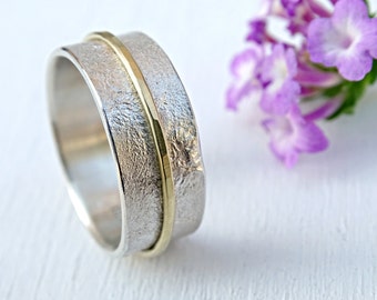 unique wedding band gold silver, silver wedding ring rustic, unique engagement ring mens, viking wedding ring men, gold wedding band