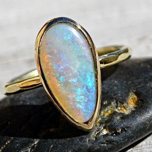 opal engagement ring gold opal ring, gold engagement ring opal promise ring, Australian opal ring for her, anniversary gift for women