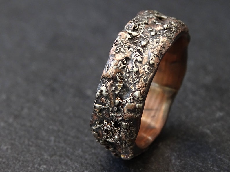 Dark Molten Copper Silver Ring Men's Viking Ring Copper Etsy