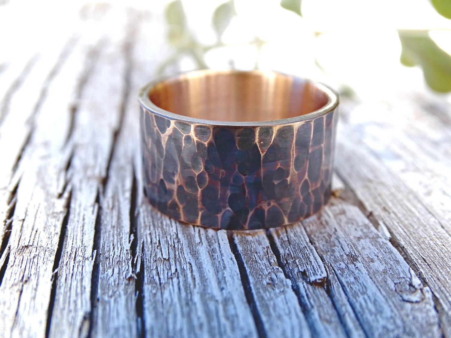 Men's Ring Bronze Hammered Bronze Ring Cool Mens Ring Etsy
