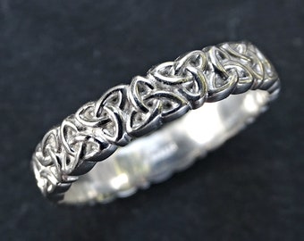 celtic knot ring silver Trinity knot ring viking eternity ring silver, mens viking ring, viking wedding band silver, unique gift for her