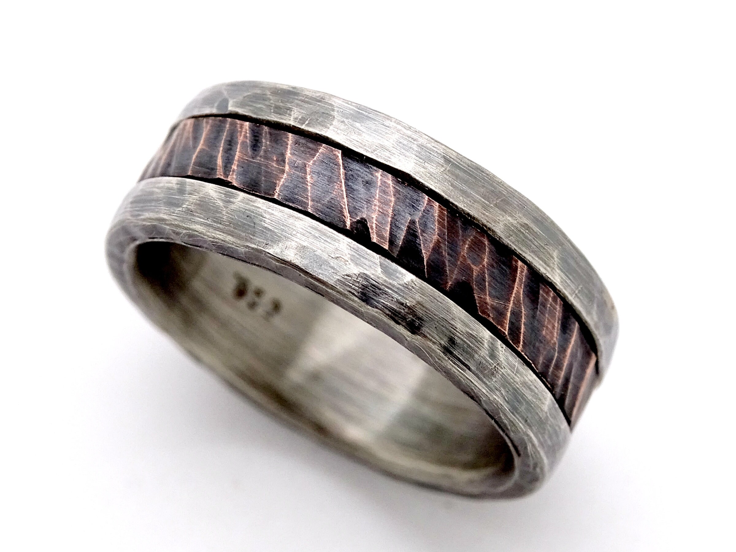 Cool mens ring mixed metal mens promise ring wood grain | Etsy